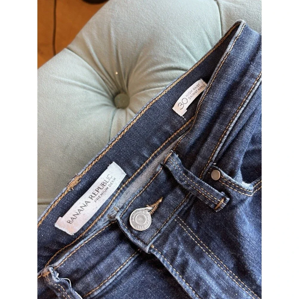 Banana Republic Sz 30 High Waist Skinny Ankle Jeans Women Blue Medium Wash